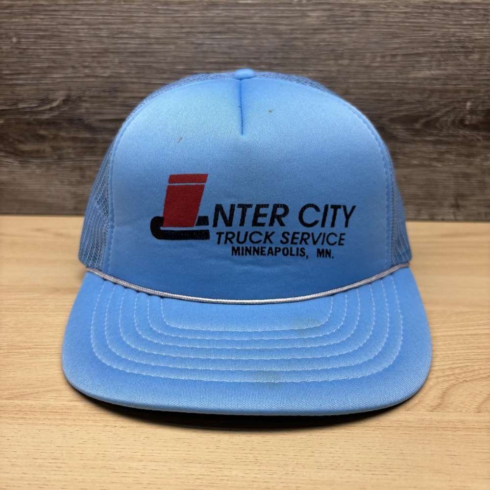 Inter City Truck Service Hat Cap Snap Back One Size Blue Trucker Mesh Rope Mens